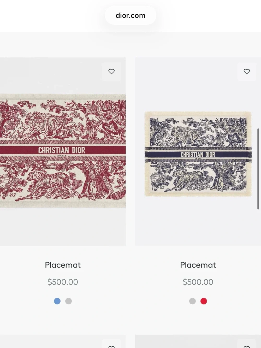 Authentic Set of 2 Christian Dior Plan de Paris placemats